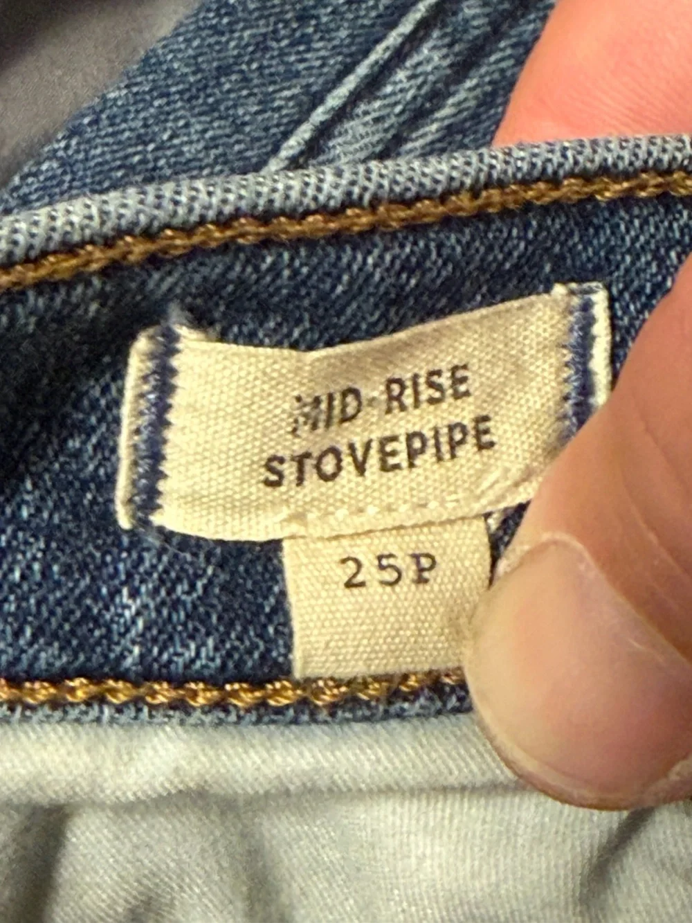 Madewell Mid Rise Stovepipe Jeans Womens 25P Petite Blue Straight Denim
